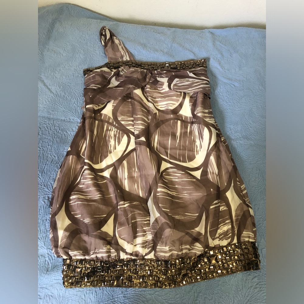 Vintage embroidered embellish, hundred percent silk dress s